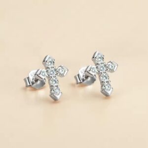 Brain Cross Earring with sparkling stones