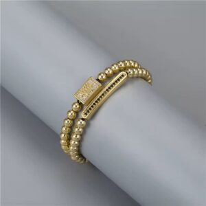 Crown Bracelet Set with Black Stones