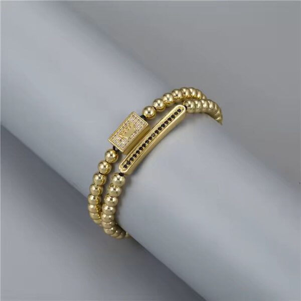 Crown Bracelet Set with Black Stones