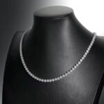 Liz 925 Sterling Silver Moissanite Tennis Necklace on Display Stand – GRA Certified
