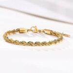 Fola Gold Rope Chain Bracelet – Unisex stainless steel wristwear with polished gold finish